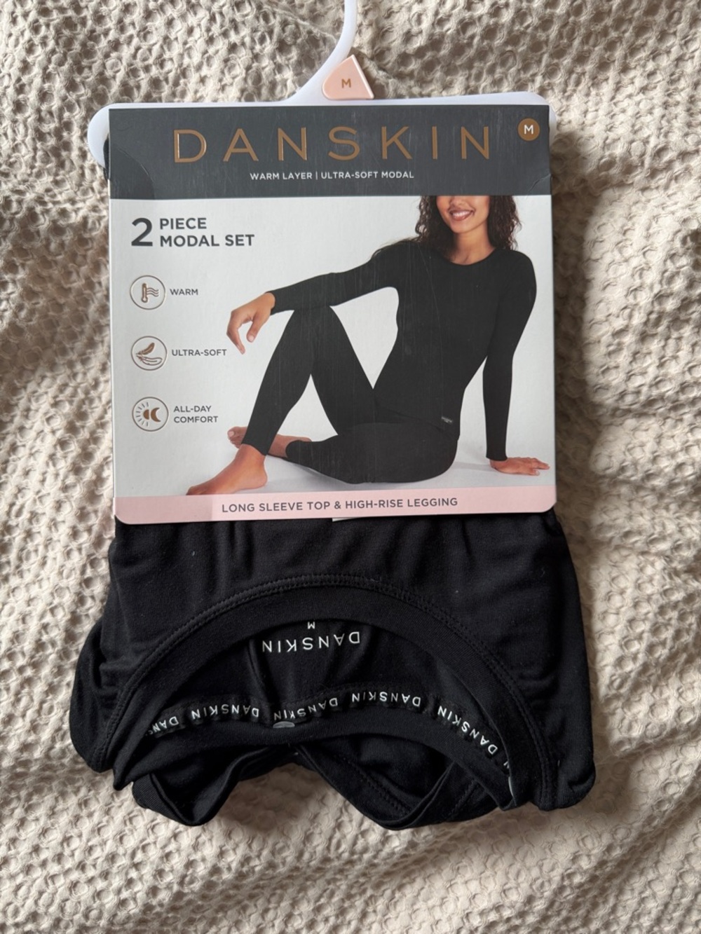 Danskin Black Modal Long Sleeve Top & High-Rise Legging Set